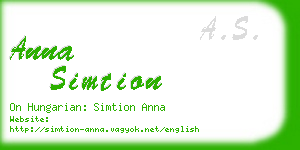 anna simtion business card